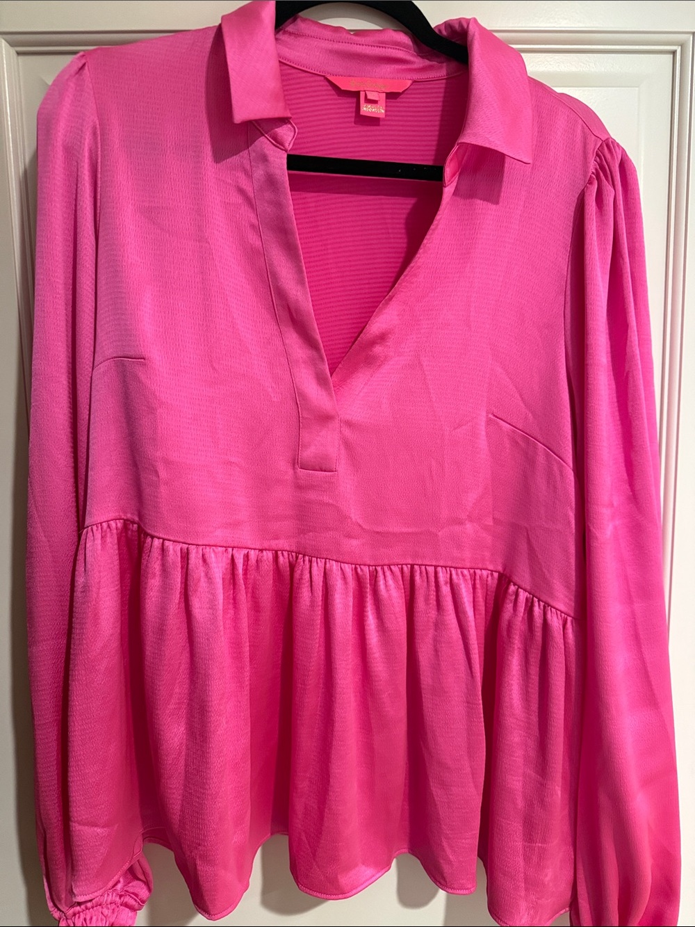 Lilly Women’s Pink V-Neck Peplum Blouse